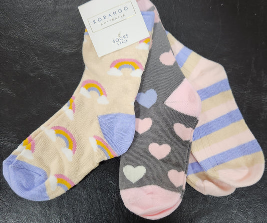 Korango Sunshine & Rainbows Socks 3pk