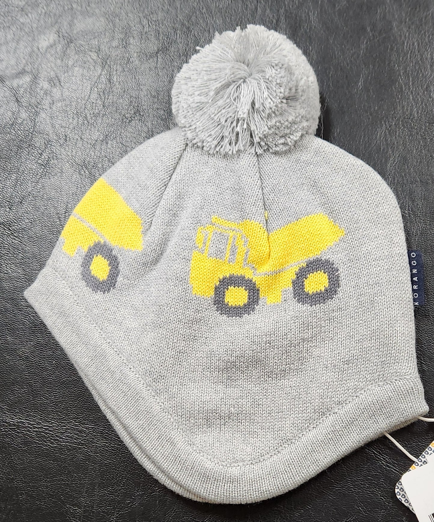 Korango Tip Truck Knit Beanie with Pom Pom Grey Baby