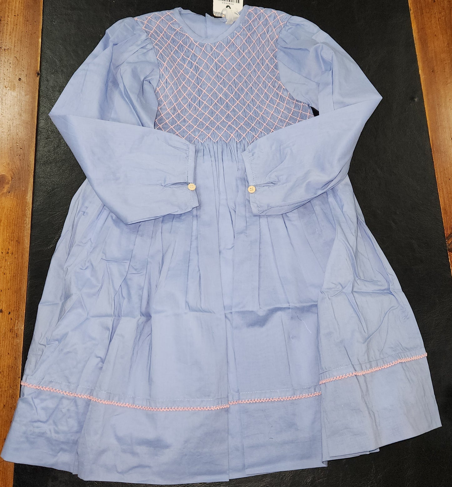 Korango Long Sleeve Smocked Dress Blue Heron