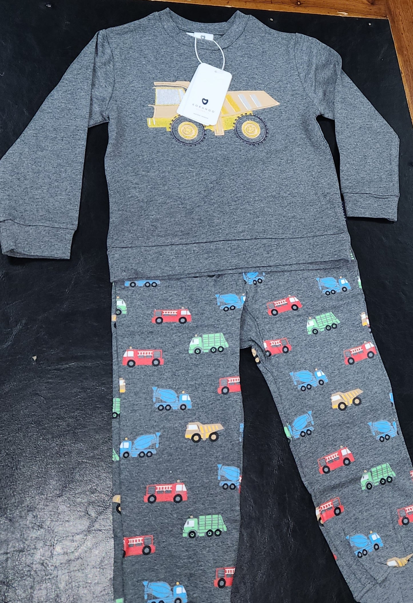 Korango Truck Print Pyjamas Microchip Grey Baby