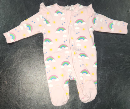 Korango Sunshine & Rainbows Double Zip Onesie Blue Heron