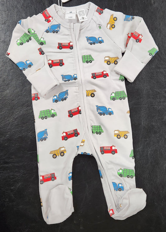 Korango Truck Double Zip Onesie Microchip Grey