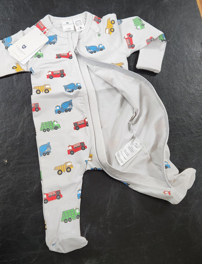 Korango Truck Double Zip Onesie Microchip Grey