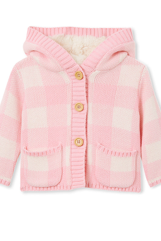 Pink Check Hooded Jacket