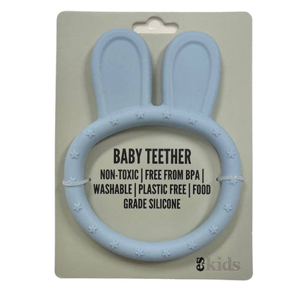 Teether Silicone Bunny Ring  - Light Blue