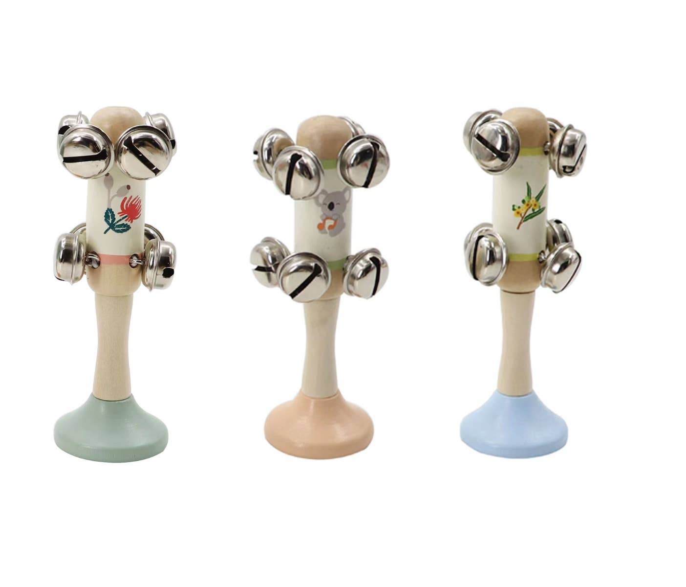 Wooden Jingle Sticks-Koala, Wattle & Waratah