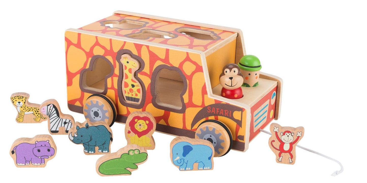 Wooden Pullalong Zoo Truck Shape Sorter