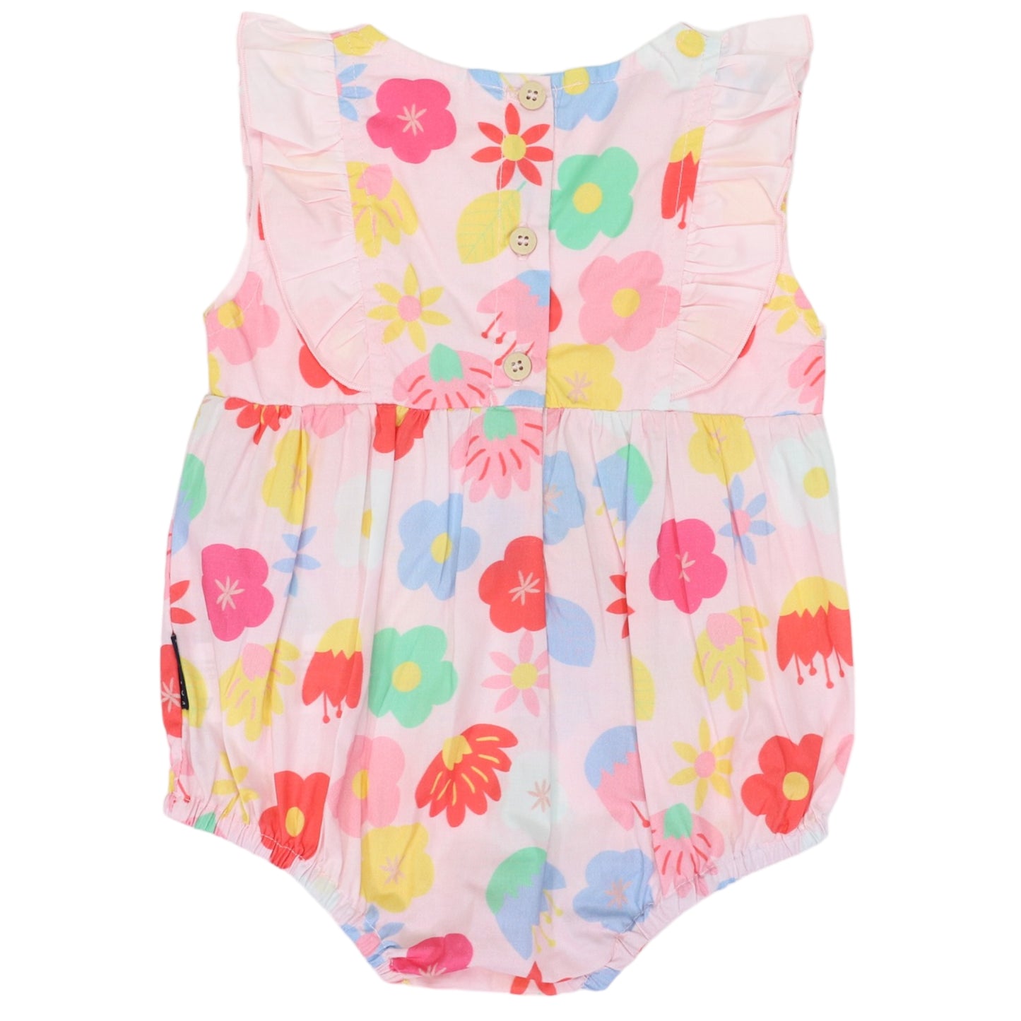 Korango - Poplin Flower Frill Sunsuit Pink