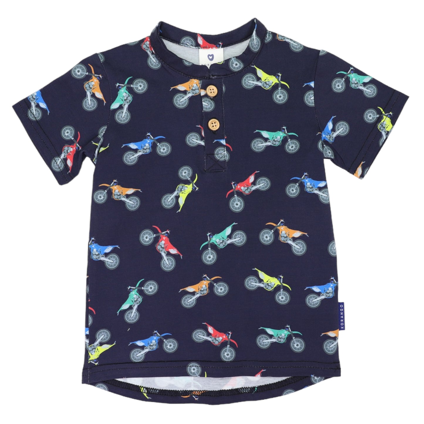 Korango - Motor Bike Print Henley Tee