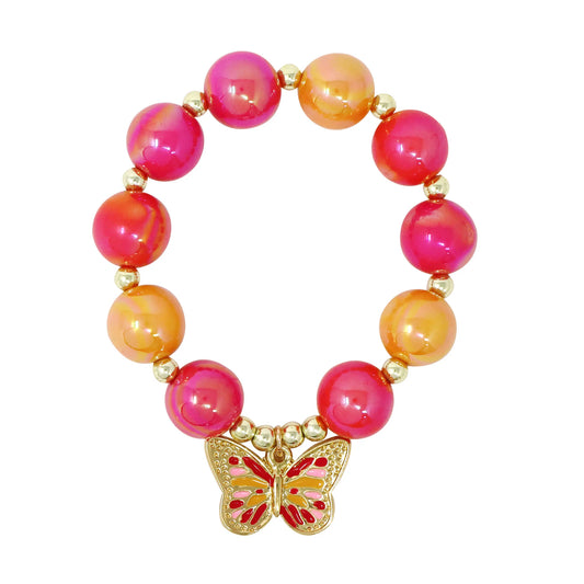 Pink Poppy - Vibrant Butterfly Bracelet