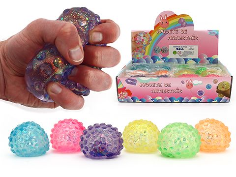 SQUEEZE SUGAR BALL W/GLITTER + BUMPS