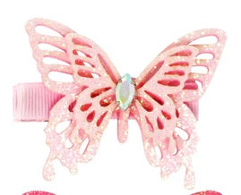 Pink Poppy Glitter Butterfly Hair Clip