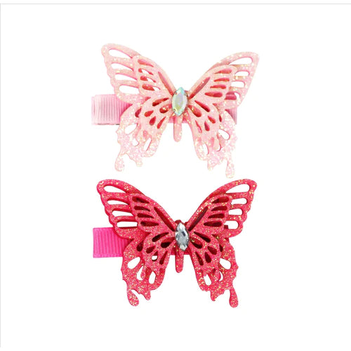 Pink Poppy Glitter Butterfly Hair Clip