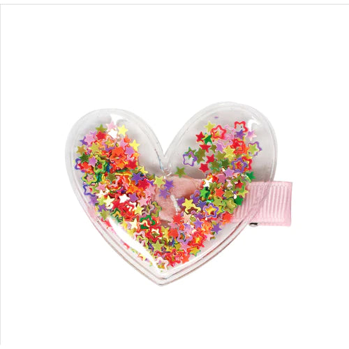 Pink Poppy's Glitter Shaker Heart Hair Clip