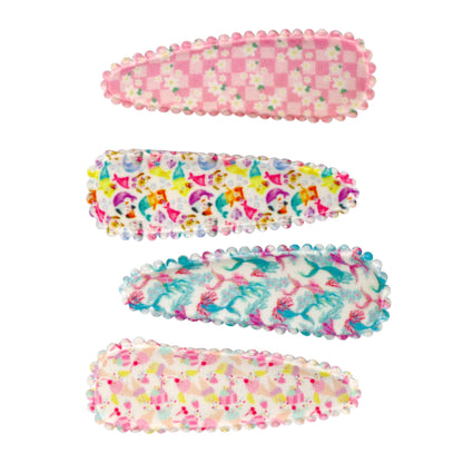 Pink Poppy Pattern Fabric 4 pk Hair Clip