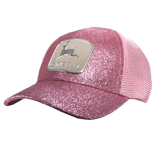 John Deere SnapBack Kids Cap -Chrome Logo - Glitter Mesh