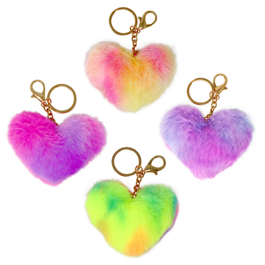 Pink Poppy - Fluffy Heart Key Chain