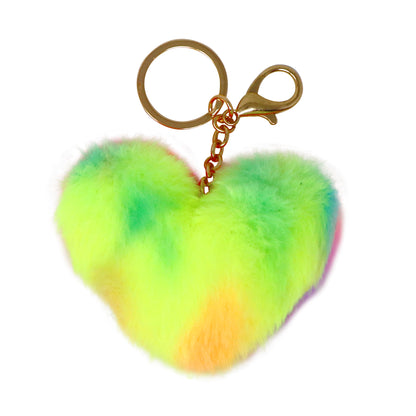 Pink Poppy - Fluffy Heart Key Chain