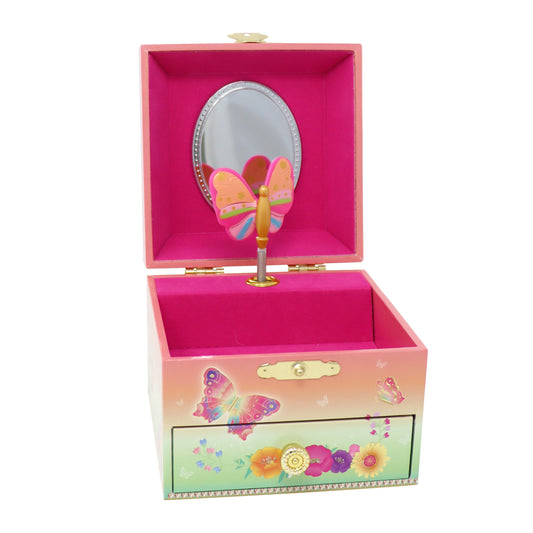 Pink Poppy - Rainbow Butterfly Small Musical Jewellery Box