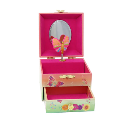 Pink Poppy - Rainbow Butterfly Small Musical Jewellery Box