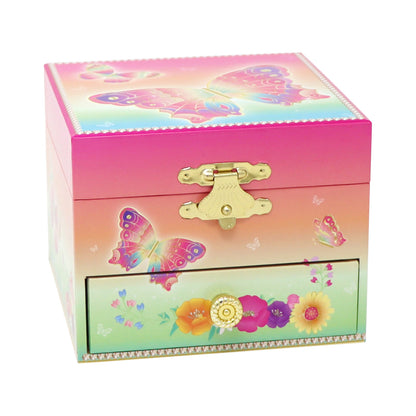 Pink Poppy - Rainbow Butterfly Small Musical Jewellery Box