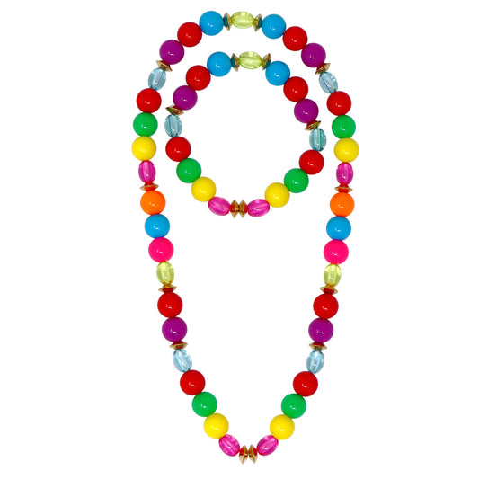 Pink Poppy - Rainbow Beaded Necklace/Bracelet Set