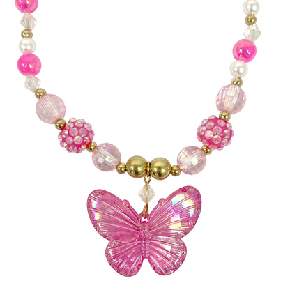 Pink Poppy - Butterfly Necklace