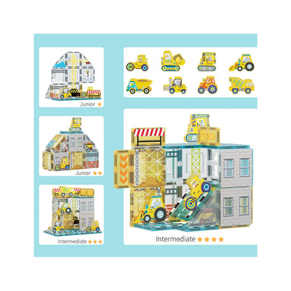 Picasso Tiles - Construction Adventures Set with 8 Vehicles