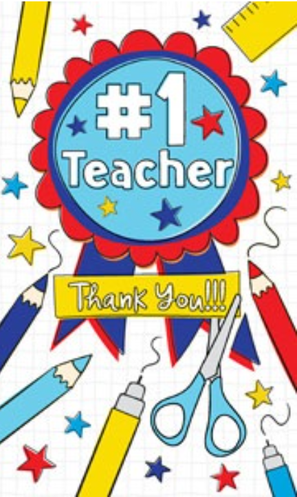 #1 Teacher, Thank you!!! - Card Bridges Blank