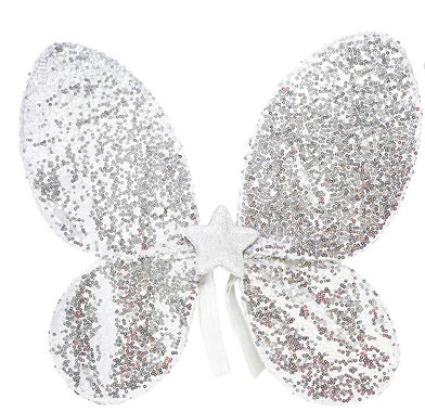 Pink Poppy- Silver Sequin Wings