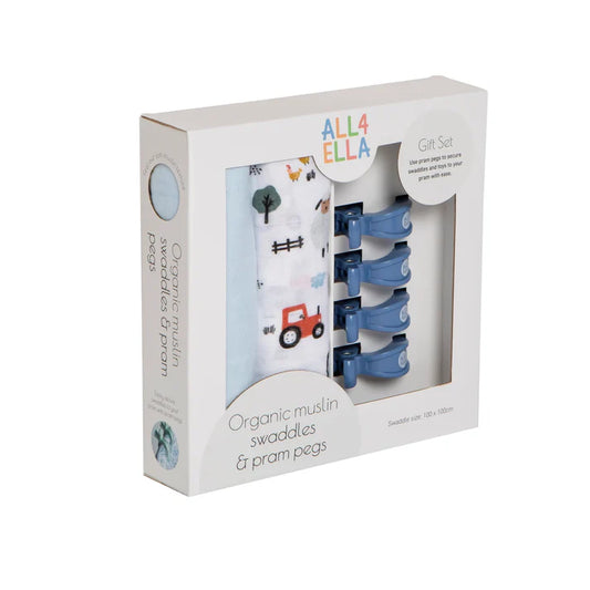 All4Ella - Organic Swaddles & Pegs Gift Set