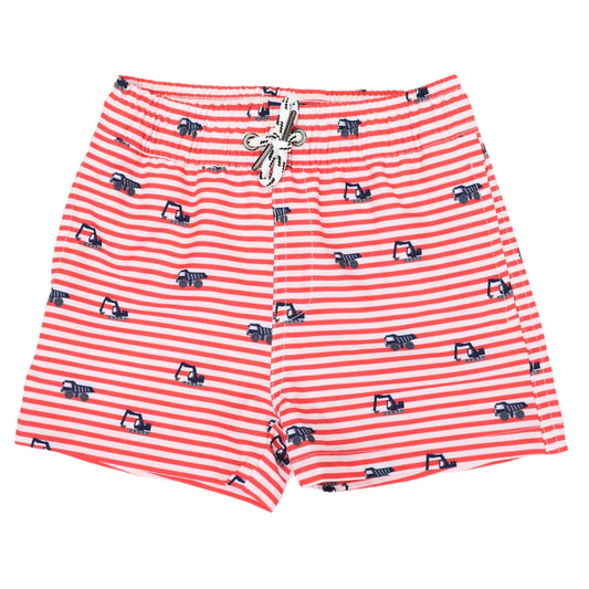 Korango - Truck Print Boardies Striped Red/ White