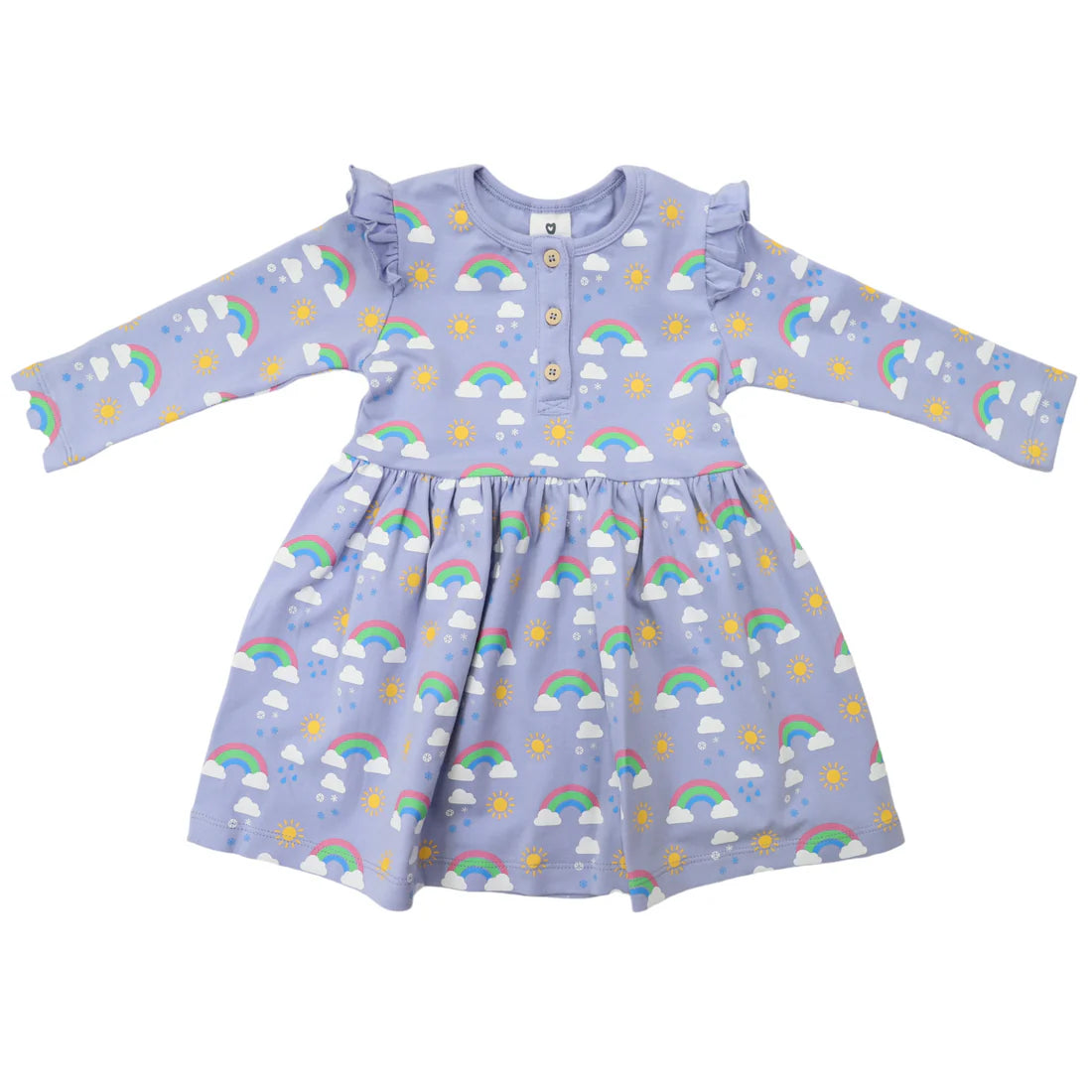 Korango  Rainbow Print Cotton Stretch Dress Blue Heron Baby