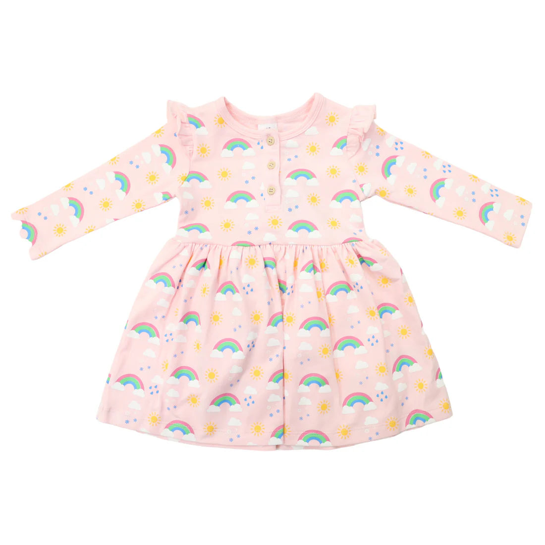 Korango Rainbow Print Cotton Stretch Dress Fairytale Pink