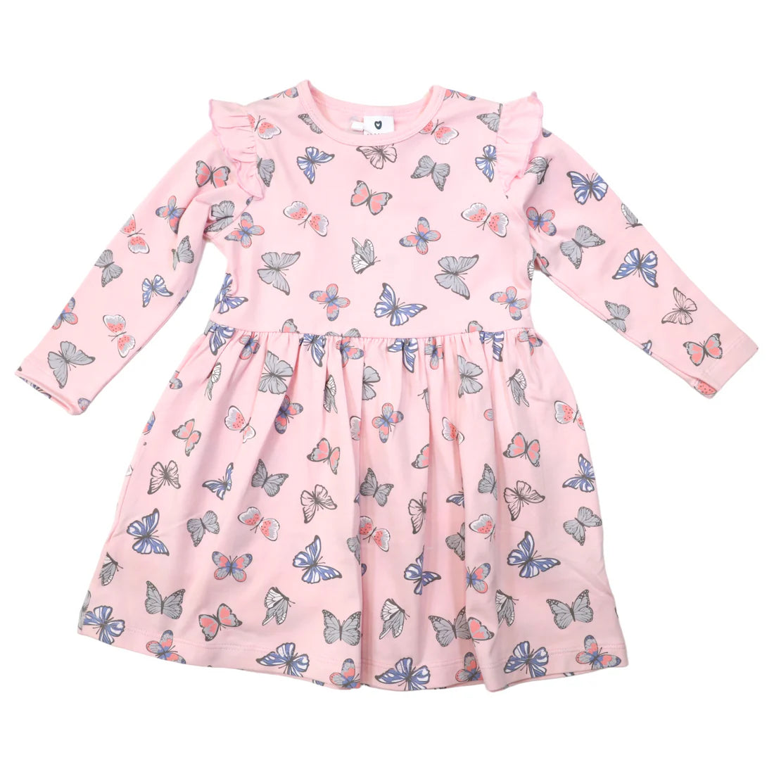 Korango Butterfly Print Long Sleeve Dress  Fairy Pink