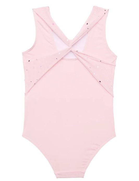 Flo- Alice Sequin Mesh Cross Back Leotard Pink