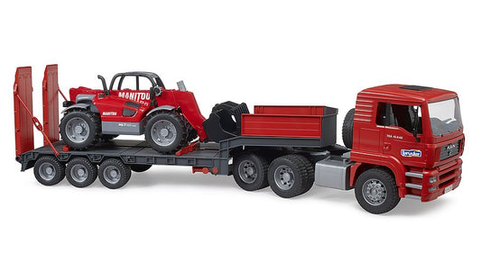 Bruder - MAN TGA Truck with Low Loader Trailer and Manitou Telehandler