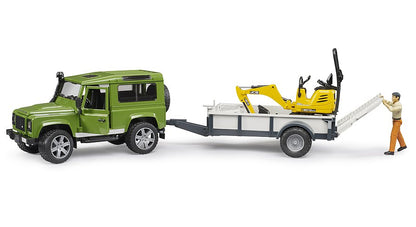 Bruder - Land Rover Defender with Trailer, JCB Excavator and Man