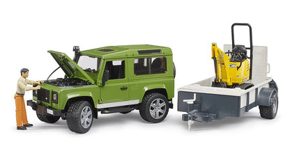 Bruder - Land Rover Defender with Trailer, JCB Excavator and Man