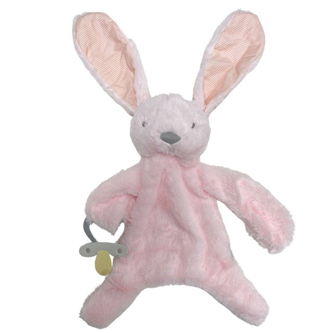 Bunny Comforter with Dummy Holder - Pink Stripe - 30cm