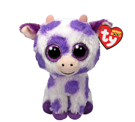 TY Beanie Boos - Ethel the Purple Spots Cow Regular