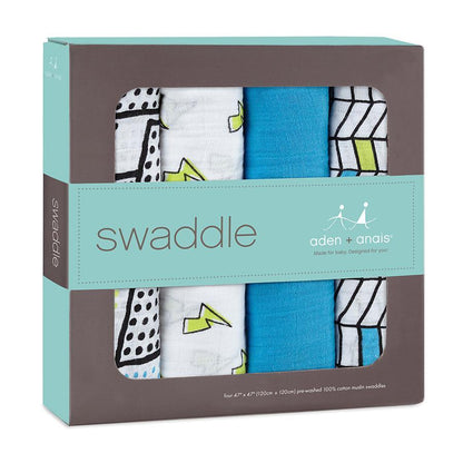 Aden and Anais - Classic Swaddle - Whizz Kid 4pk