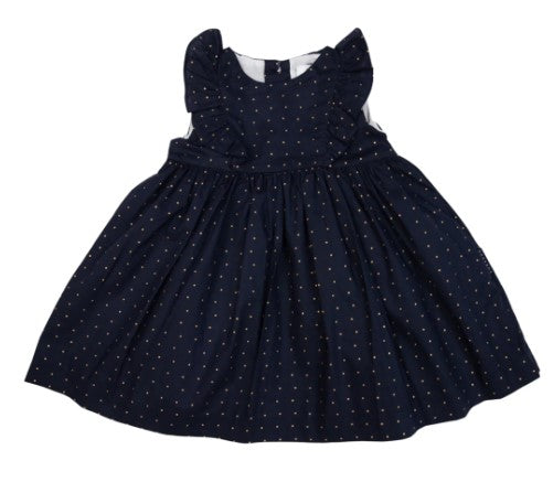 Korango- Gold Spot Frill Dress Navy