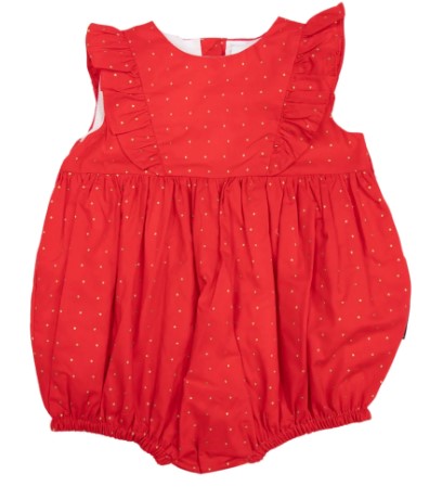 Korango- Gold Spot Frill Sunsuit Red