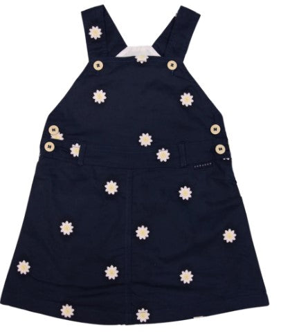 Korango- Flower Embroidered Pinafore Navy