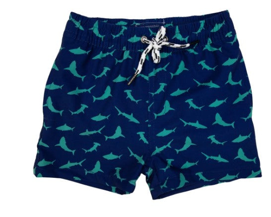 Korango - Shark Print Quick Dry Stretch Boardies Navy