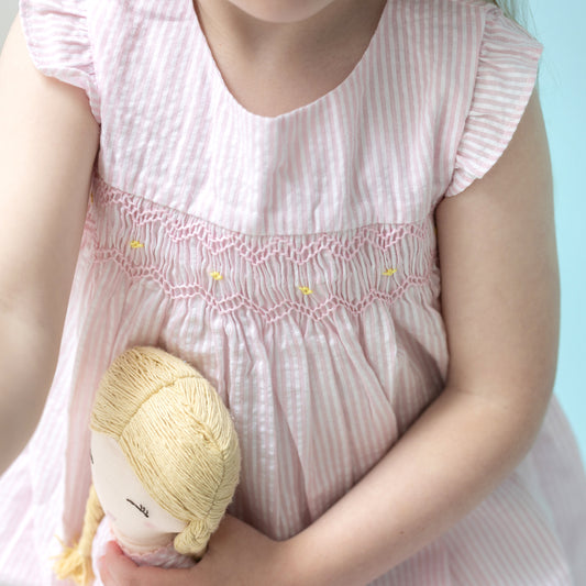 Albetta- Pink Stripe Hand Smocked Dress