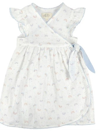 Albetta- Mini Rainbow Print Muslin Crossover Dress