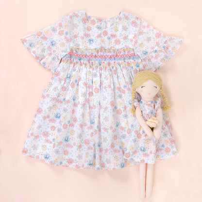 Albetta- Flower Folie Hand Smocked Dress