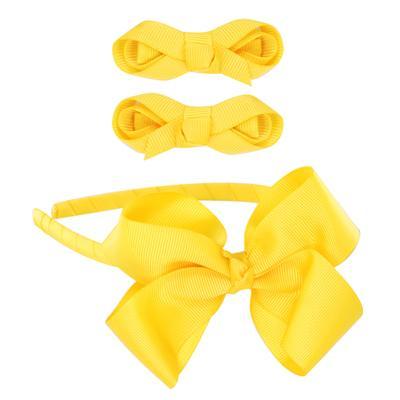 Pink Poppy- School Bow Hair Accessories Set Yellow